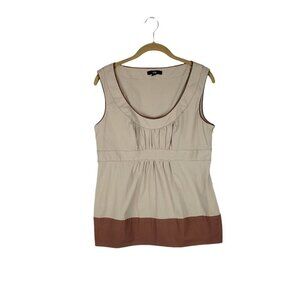 Cue Australia Colorblock Sleeveless Top Tan Brown Tank Cue Size 12 US Size 10